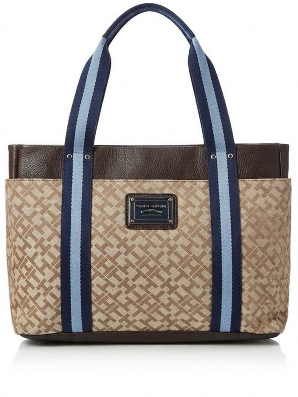 Tommy Hilfiger jacquard canvas cream bag with blue detail
